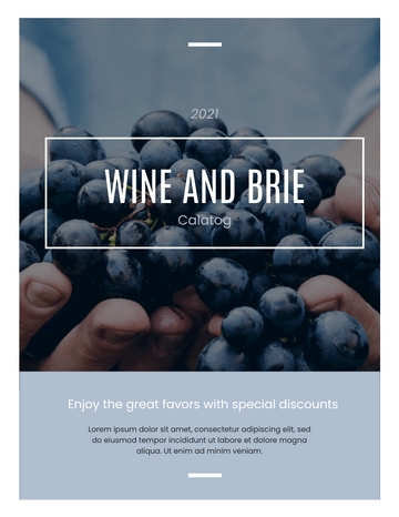 产品目录 模板。Wine And Brie Catalog (由 Visual Paradigm Online 的产品目录软件制作)