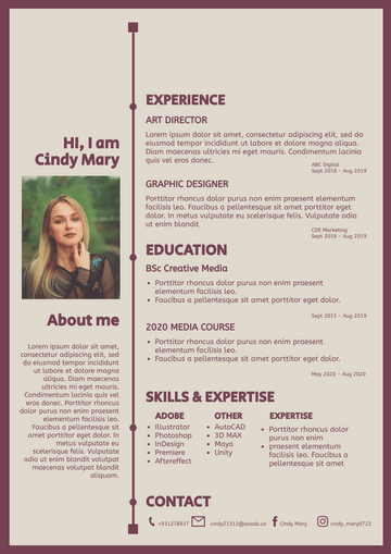 Resume template: Girly Resume (Created by Visual Paradigm Online's Resume maker)