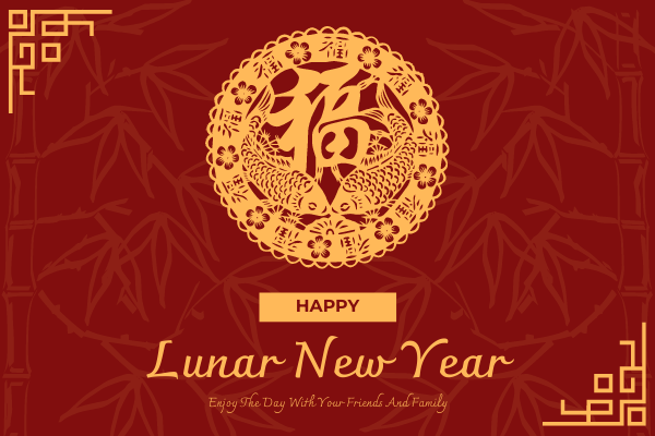 Greeting Card template: Lunar New Year Greeting Card With Blessing (Created by InfoART's Greeting Card maker)
