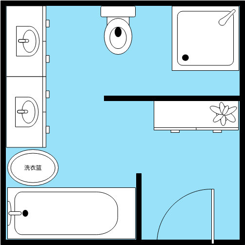 浴室平面图 template: 方形浴室布局 (Created by Diagrams's 浴室平面图 maker)