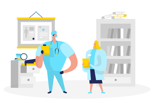 Healthcare Illustration template: Medical Discussion (Created by Visual Paradigm Online's Healthcare Illustration maker)