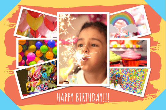Greeting Card template: Kids Birthday Collage Greeting Card (Created by InfoART's  marker)