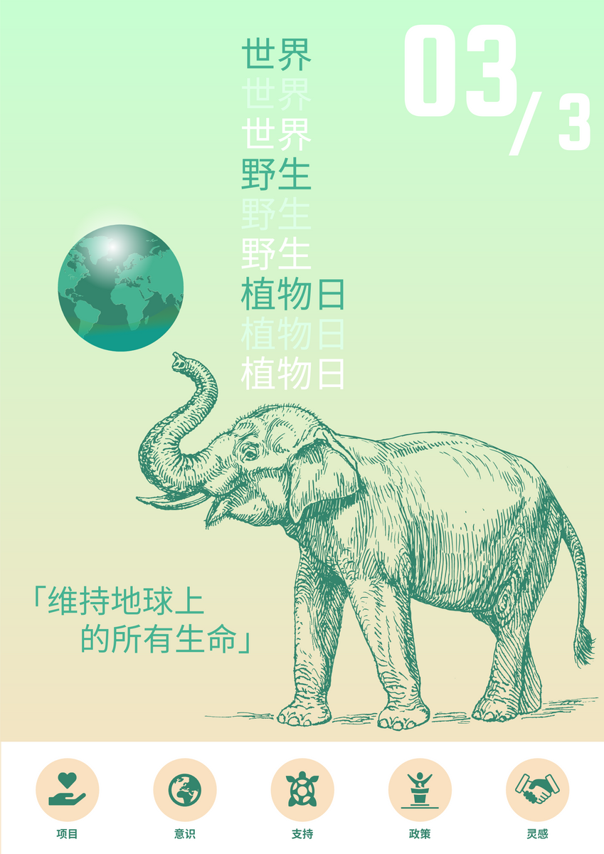 海报 模板。世界野生动植物日详细推广海报设计 (由 Visual Paradigm Online 的海报软件制作)