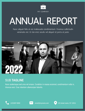 Reports template: Teal Annual Report (Created by Visual Paradigm Online's Reports maker)