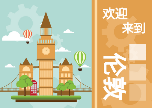 Editable postcards template:伦敦旅游明信片