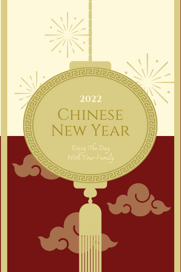 Graphic Design Chinese New Year Greeting Card With Decorations