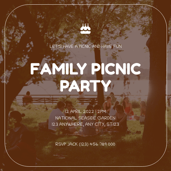 Simple Family Picnic Party Photo Invitation