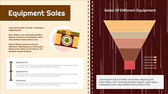 Funnel Charts template: Brown Equipment Sale Funnel Chart (Created by Visual Paradigm Online's Funnel Charts maker)