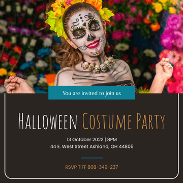 邀請函 模板。 Halloween Costume Party Invitation (由 Visual Paradigm Online 的邀請函軟件製作)