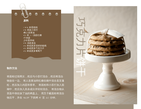 Recipe Cards template: 巧克力片饼干食谱卡 (Created by InfoART's Recipe Cards marker)