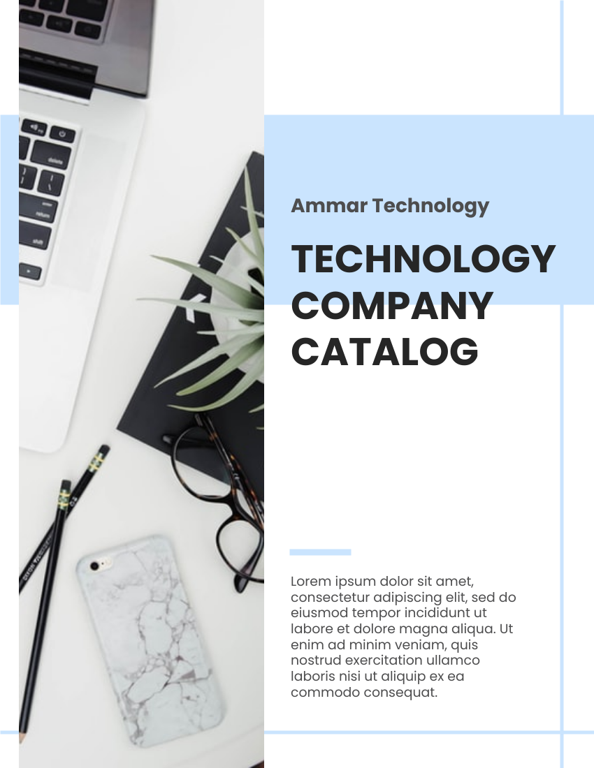 產品目錄 模板。 Technology Company Catalog (由 Visual Paradigm Online 的產品目錄軟件製作)