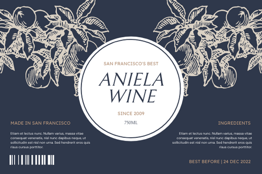 Label template: Vintage Plants Illustration Wine Label (Created by Visual Paradigm Online's Label maker)