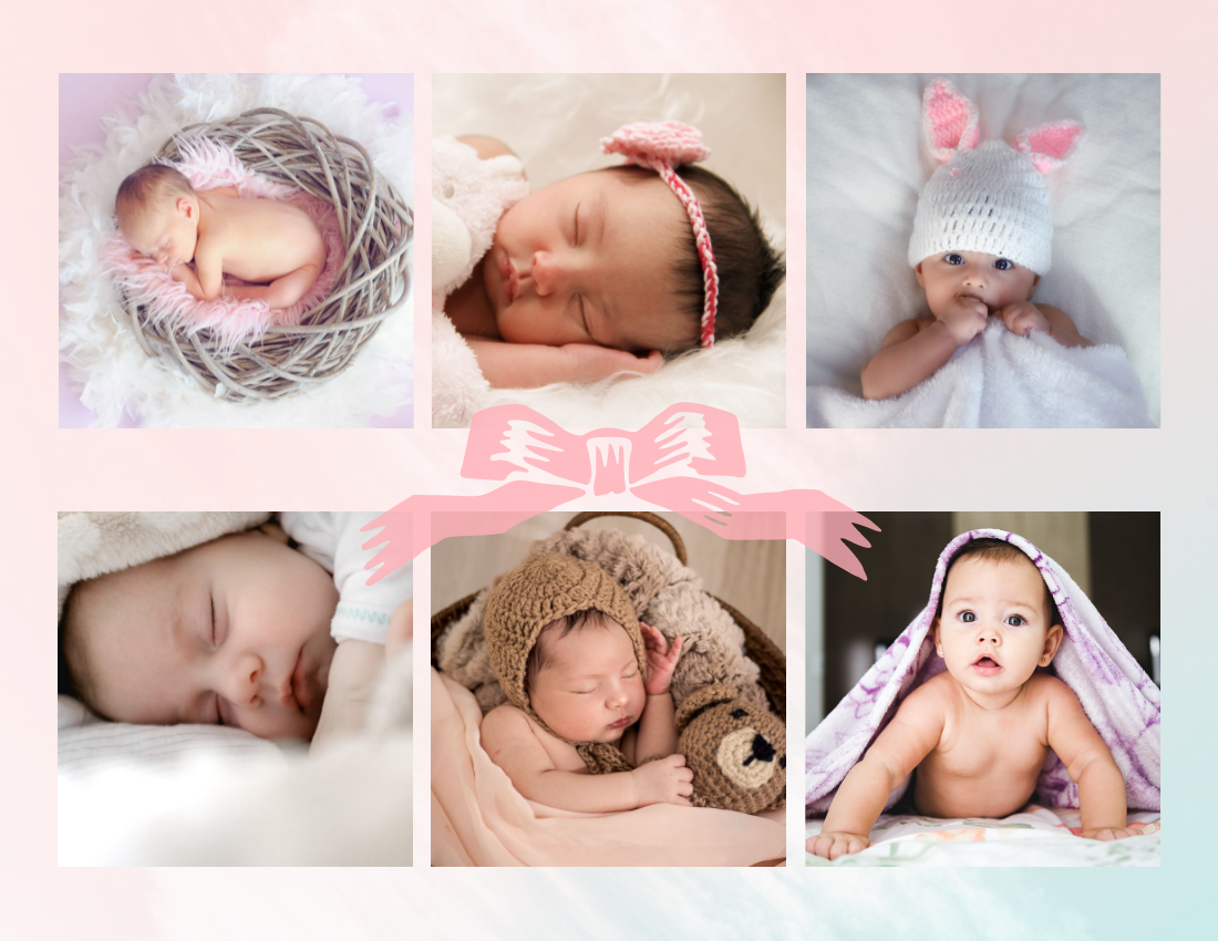 家庭照片簿 模板。Welcome Baby Girl Family Photo Book (由 Visual Paradigm Online 的家庭照片簿软件制作)