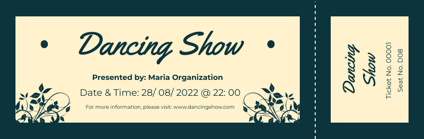 Editable tickets template:Dancing Show Ticket