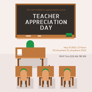 Editable invitations template:School Illustration Teacher's Day Appreciation Lunch Invitation