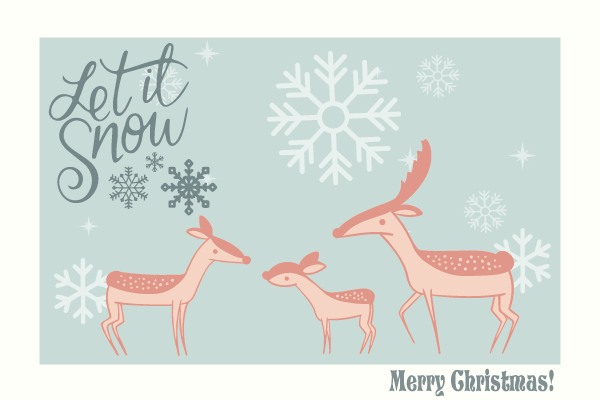 可爱的鹿插图圣诞贺卡
