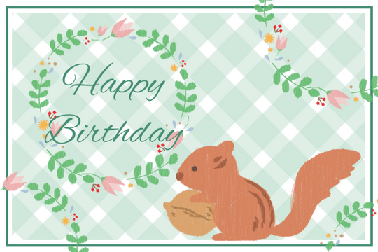 Editable greetingcards template:Squirrel Birthday Greeting Card