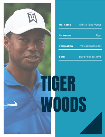 Biography template: Tiger Woods Biography (Created by Visual Paradigm Online's Biography maker)