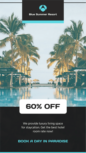 Editable instagramstories template:Grey And Blue Hotel Resort Booking Instagram Story