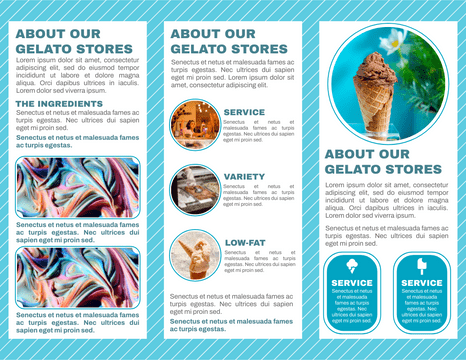 Brochures template: Low Fat Gelato Promotion Brochure (Created by Visual Paradigm Online's Brochures maker)
