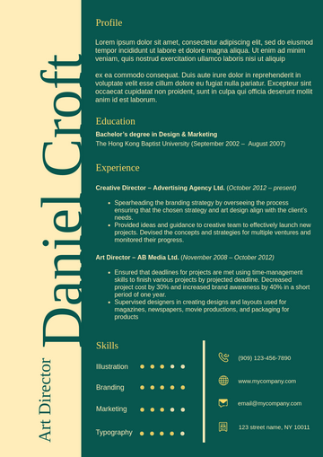 Resume template: High Contrast Theme Resume 2 (Created by Visual Paradigm Online's Resume maker)