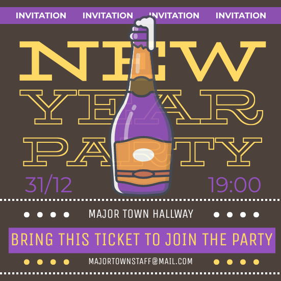 Brown New Year Party Invitation