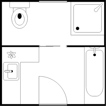 浴室平面圖 模板。 方形浴室平面圖 (由 Visual Paradigm Online 的浴室平面圖軟件製作)