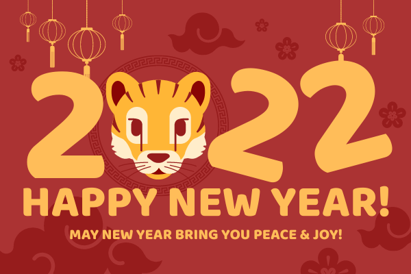 Greeting Card template: Tiger Head New Year Greeting Card (Created by Visual Paradigm Online's Greeting Card maker)