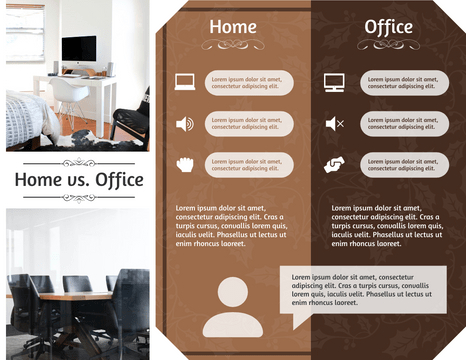 Brochure template: Home Vs. Office Brochure (Created by Visual Paradigm Online's Brochure maker)