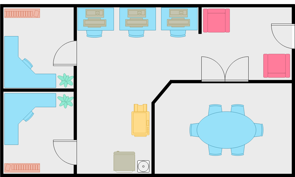 Work Office Floor Plan template: Starter Office Plan (Created by Diagrams's Work Office Floor Plan maker)