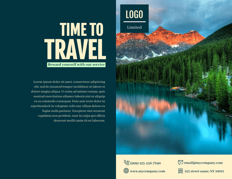 Brochure template: Time To Travel Brochure (Created by Visual Paradigm Online's Brochure maker)