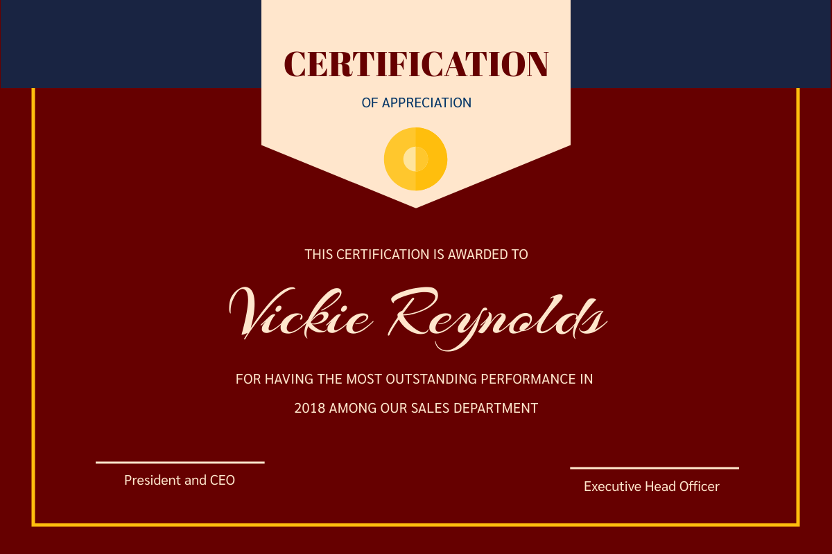 Certificate template: Red Certificate (Created by InfoART's Certificate maker)