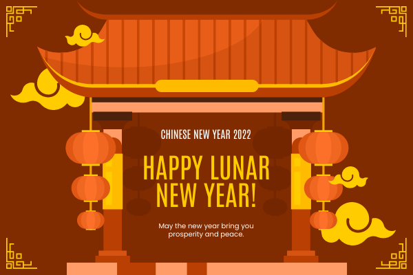 Greeting Card template: Chinese Temple New Year Greeting Card (Created by InfoART's Greeting Card maker)
