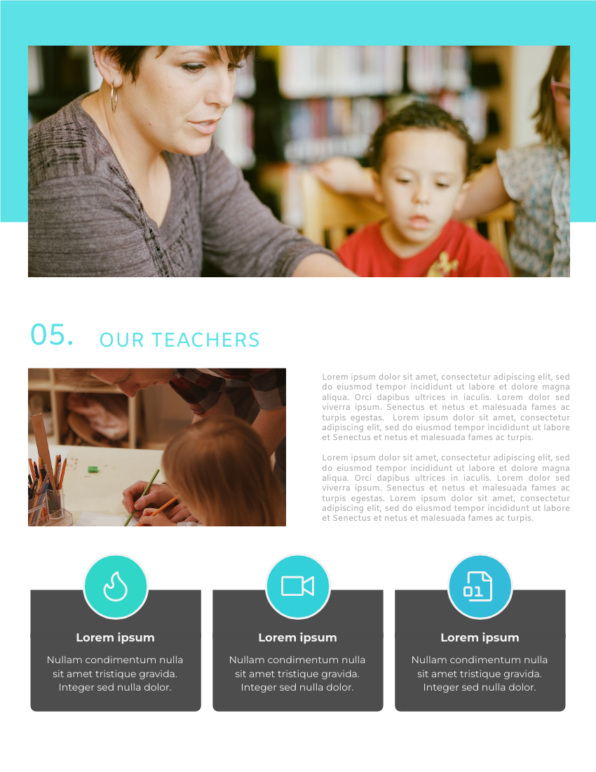 簡章 模板。 Merry Mount Kindergarten Prospectus (由 Visual Paradigm Online 的簡章軟件製作)