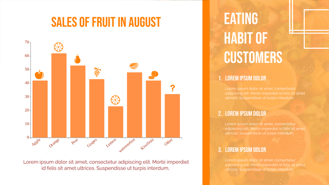 Column Chart template: Fruit Sales In August Column Chart (Created by InfoART's  marker)