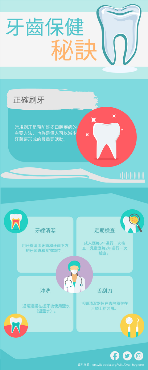 信息圖表 模板。 牙科保健小貼士 (由 Visual Paradigm Online 的信息圖表軟件製作)