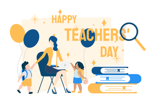 節日插圖 模板。 Happy Teachers' Day (由 Visual Paradigm Online 的節日插圖軟件製作)