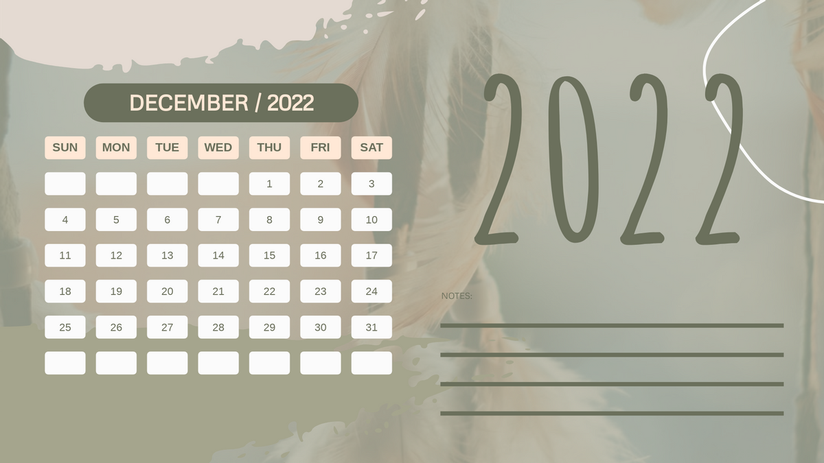 Calendar 模板。 Minimal BOHO Calendar (由 Visual Paradigm Online 的Calendar軟件製作)