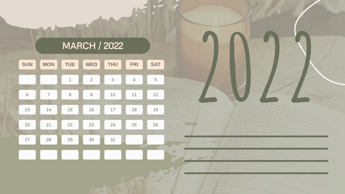 Calendar template: Minimal BOHO Calendar (Created by Visual Paradigm Online's Calendar maker)