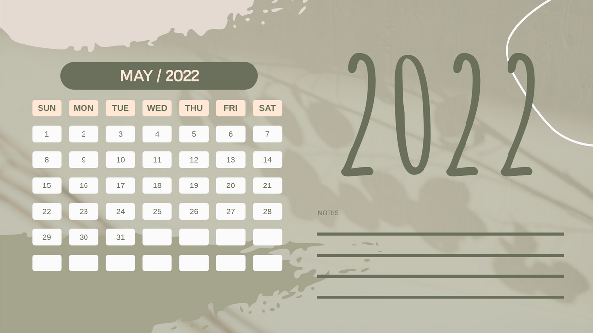 Calendar 模板。 Minimal BOHO Calendar (由 Visual Paradigm Online 的Calendar軟件製作)