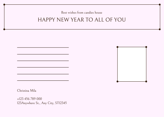 Postcard template: Pink Cakes Photos New Year Postcard (Created by InfoART's Postcard maker)