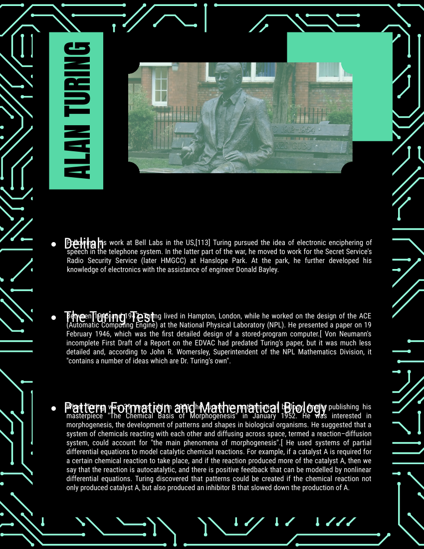 Biography template: Alan Turing Biography (Created by Visual Paradigm Online's Biography maker)