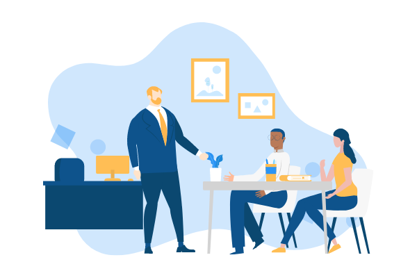 Business Illustration template: Boss Discussion With Employee Illustration (Created by Visual Paradigm Online's Business Illustration maker)