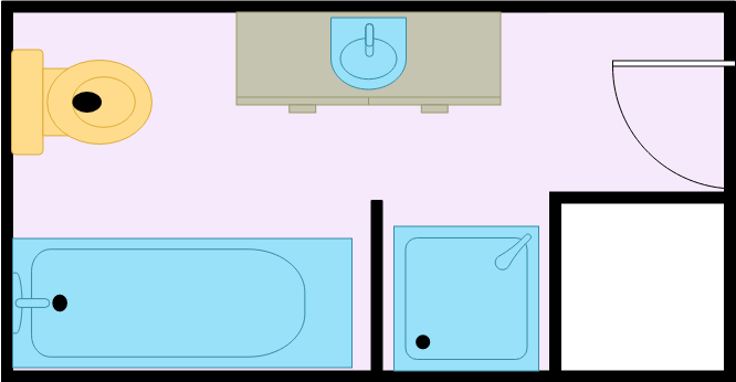浴室平面图 template: 狭窄的小浴室 (Created by Diagrams's 浴室平面图 maker)