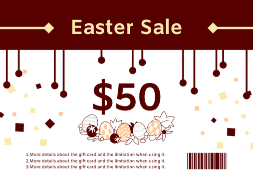 Editable giftcards template:Easter Sale Gift Card With Details