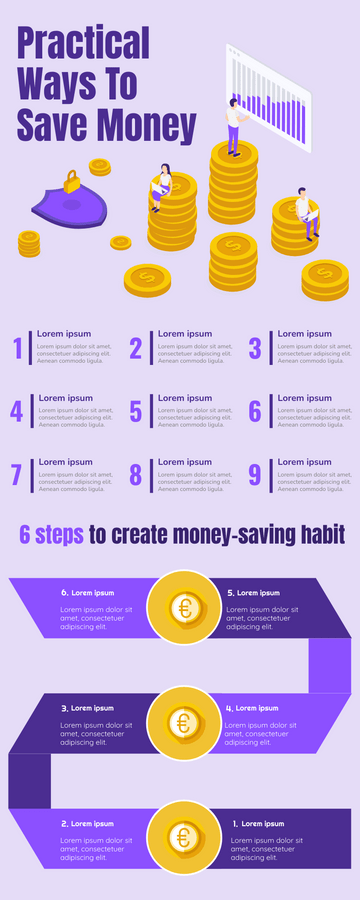 Infographic template: Ways To Save Money Infographic (Created by Visual Paradigm Online's Infographic maker)