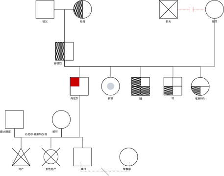 家系图 模板。丹尼尔的家庭基因图 (由 Visual Paradigm Online 的家系图软件制作)