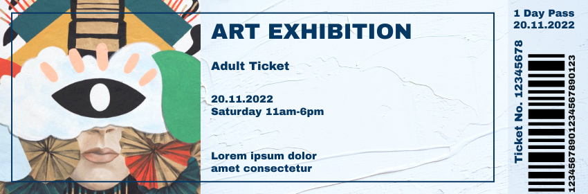 Ticket template: Art Exhibition Adult Ticket (Created by Visual Paradigm Online's Ticket maker)