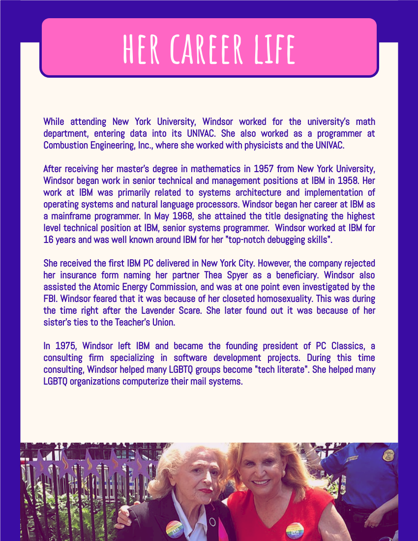 Biography template: Edith Windsor Biography (Created by Visual Paradigm Online's Biography maker)
