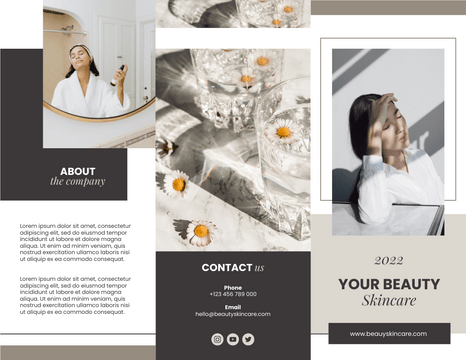 Brochures template: Your Beauty Skincare Company Brochure (Created by Visual Paradigm Online's Brochures maker)